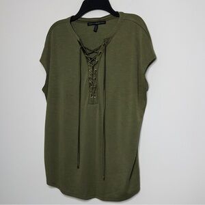 White House Black Market Olive Blouse Size S